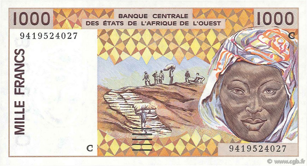 1000 Francs WEST AFRIKANISCHE STAATEN  1994 P.311Ce fST+