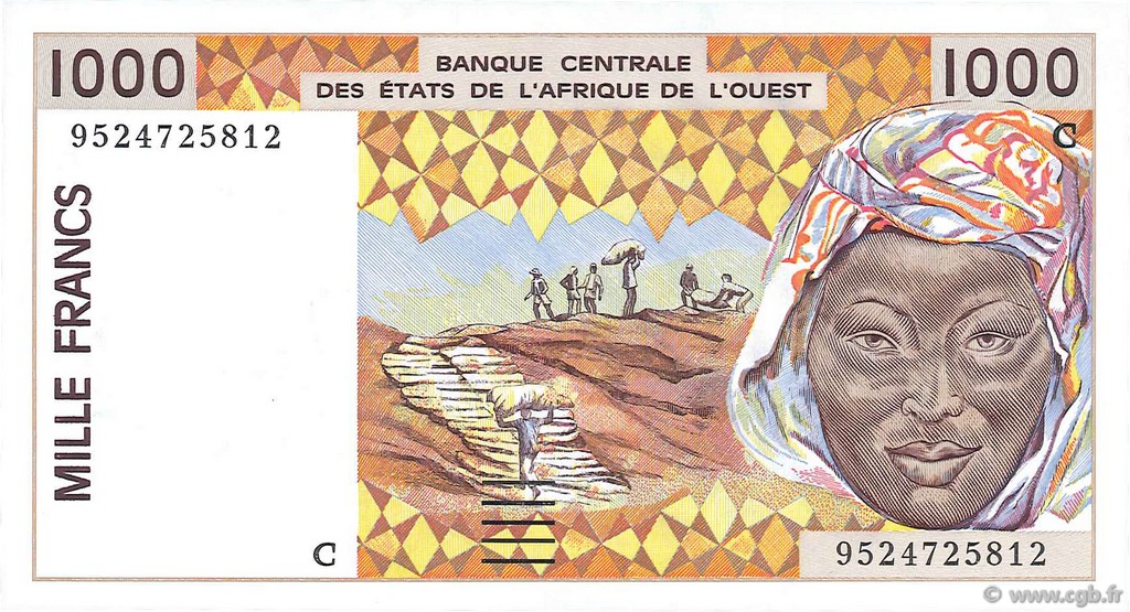 1000 Francs WEST AFRIKANISCHE STAATEN  1995 P.311Cf ST