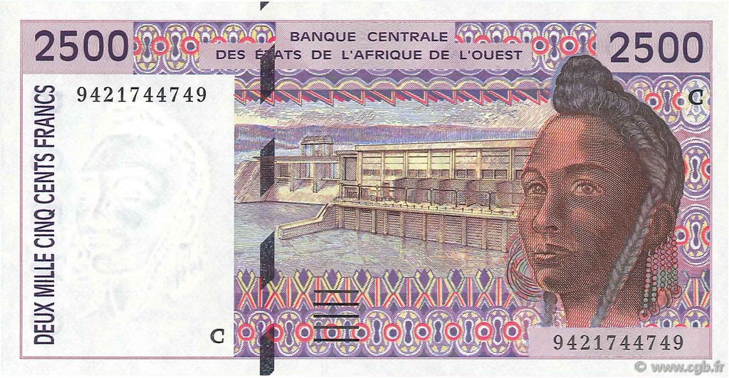 2500 Francs WEST AFRIKANISCHE STAATEN  1994 P.312Cc fST+
