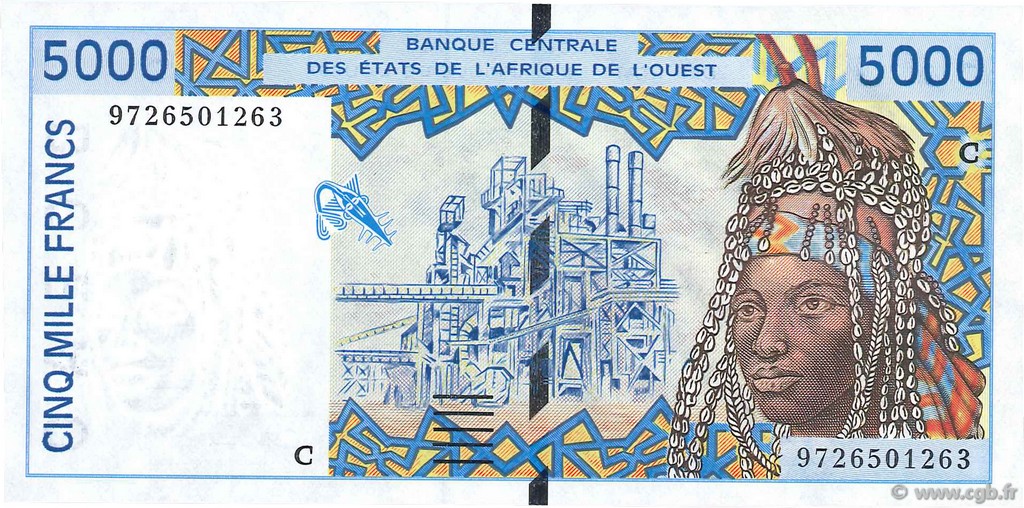 5000 Francs WEST AFRICAN STATES  1997 P.313Cf UNC-