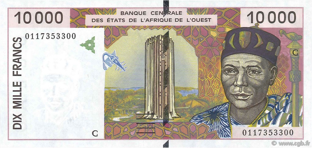 10000 Francs WEST AFRICAN STATES  2001 P.314Cj UNC