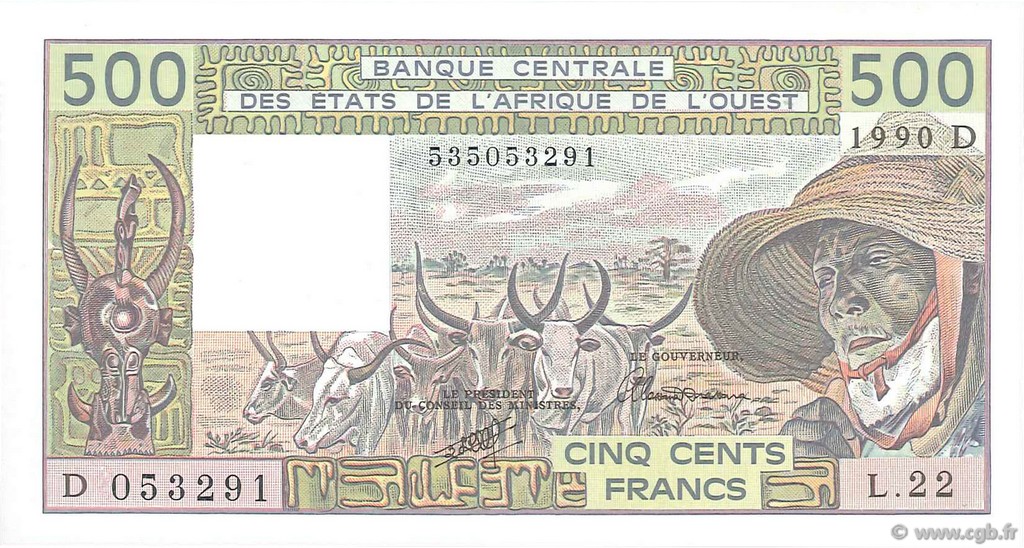 500 Francs STATI AMERICANI AFRICANI  1990 P.405Di FDC