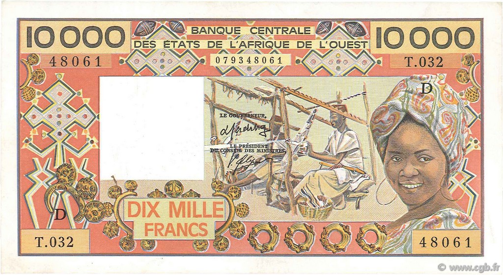 10000 Francs ESTADOS DEL OESTE AFRICANO  1986 P.408De SC+