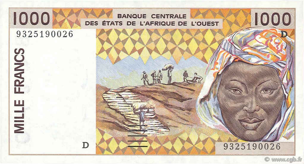 1000 Francs WEST AFRICAN STATES  1993 P.411Dc UNC
