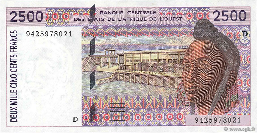 2500 Francs STATI AMERICANI AFRICANI  1994 P.412Dc FDC