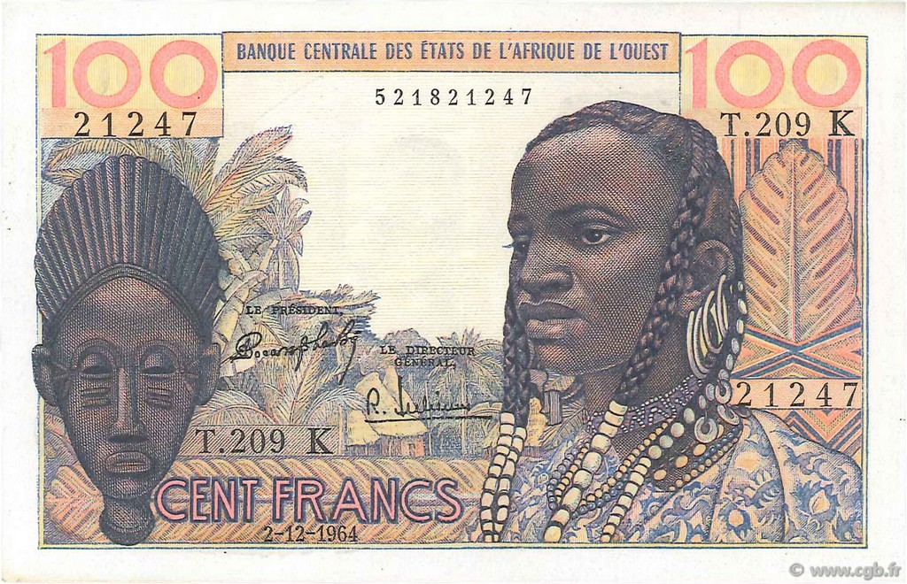 100 Francs WEST AFRIKANISCHE STAATEN  1964 P.701Kd fST+