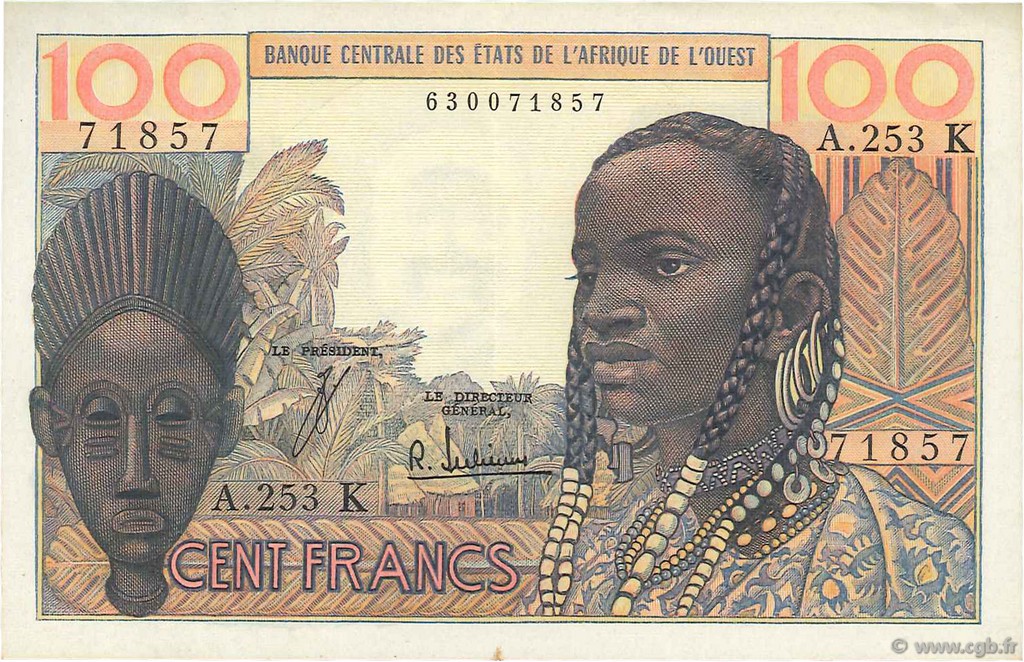 100 Francs STATI AMERICANI AFRICANI  1965 P.701Kf SPL