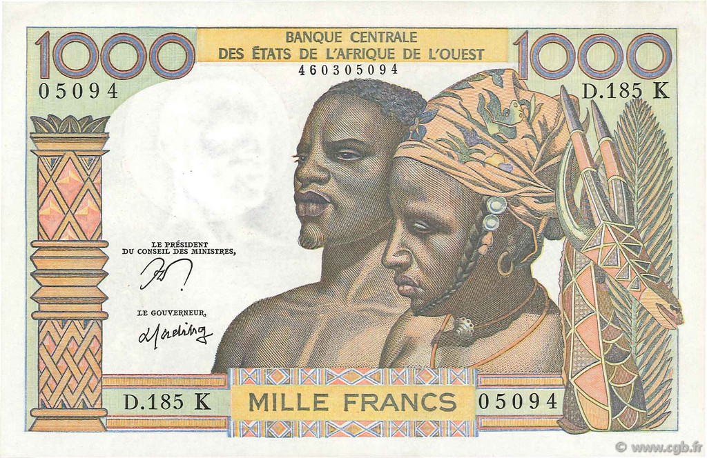 1000 Francs WEST AFRIKANISCHE STAATEN  1978 P.703Kn fST