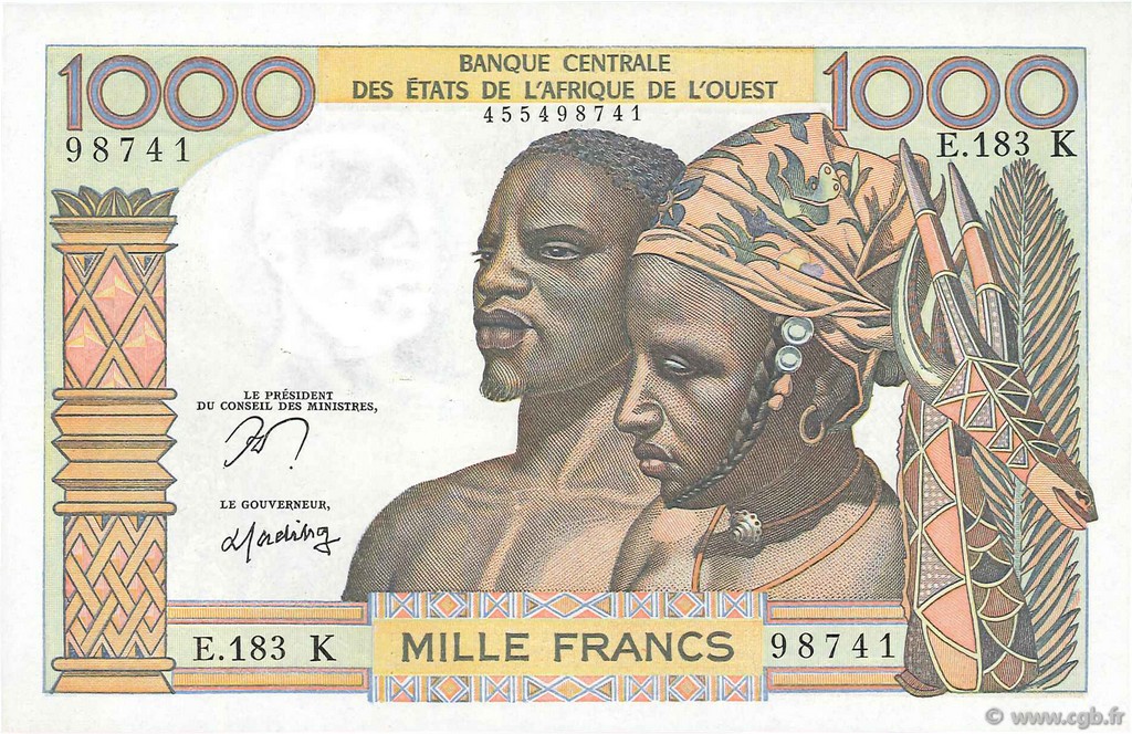 1000 Francs ÉTATS DE L AFRIQUE DE L OUEST  1978 P.703Kn NEUF