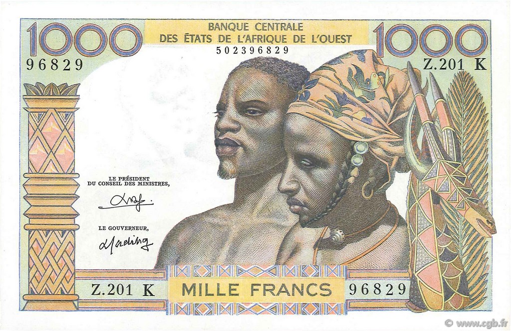 1000 Francs ÉTATS DE L AFRIQUE DE L OUEST  1980 P.703Ko SPL