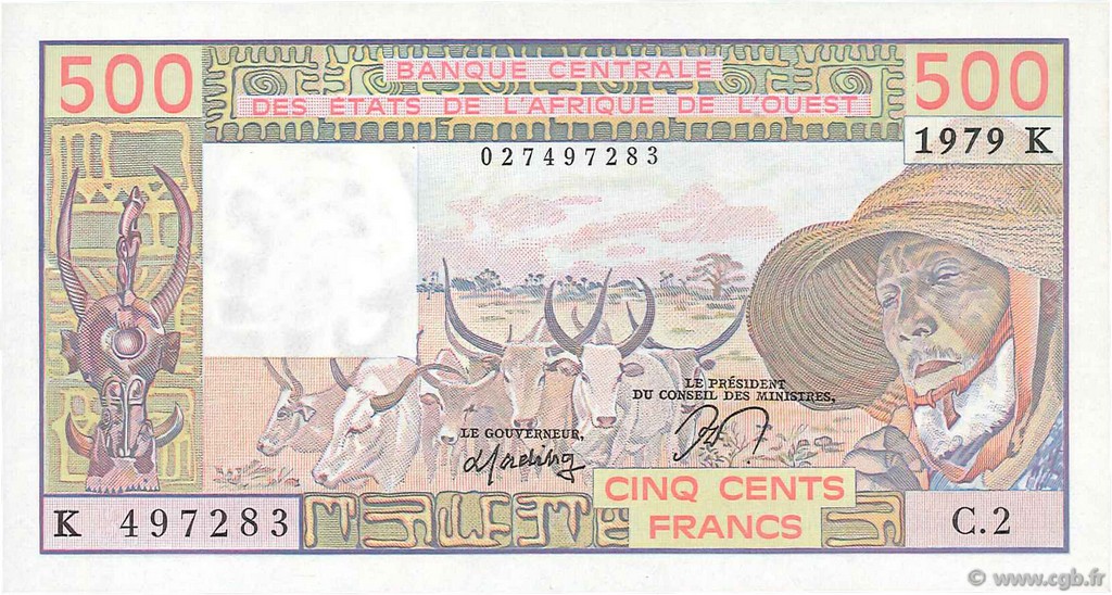 500 Francs ESTADOS DEL OESTE AFRICANO  1979 P.705Ka SC
