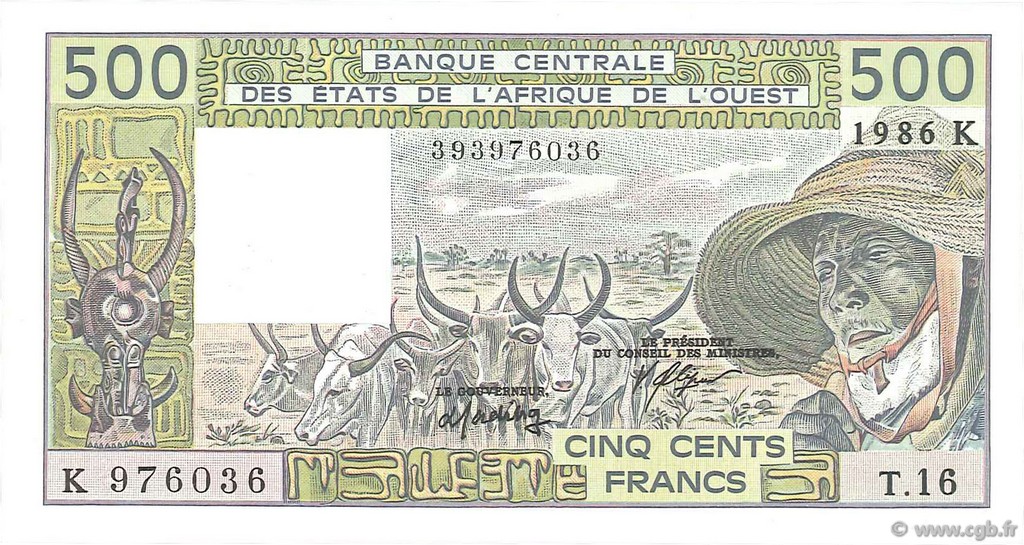 500 Francs WEST AFRICAN STATES  1986 P.706Ki UNC