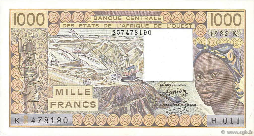1000 Francs ÉTATS DE L AFRIQUE DE L OUEST  1985 P.707Kf SPL