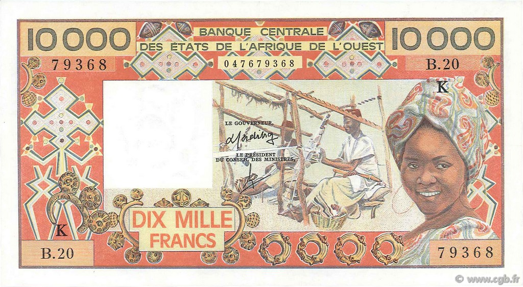 10000 Francs STATI AMERICANI AFRICANI  1983 P.709Kf SPL