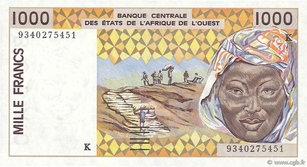 1000 Francs STATI AMERICANI AFRICANI  1993 P.711Kc FDC