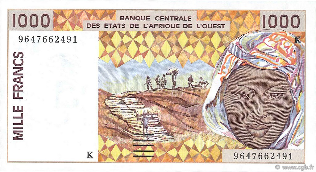 1000 Francs WEST AFRIKANISCHE STAATEN  1996 P.711Kf ST