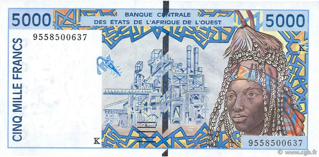 5000 Francs STATI AMERICANI AFRICANI  1995 P.713Kd FDC