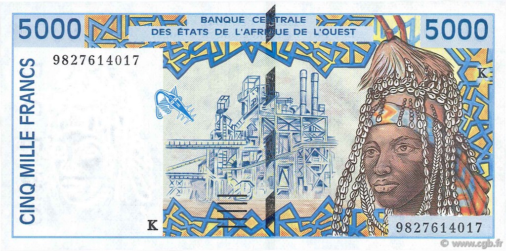 5000 Francs STATI AMERICANI AFRICANI  1998 P.713Kg FDC