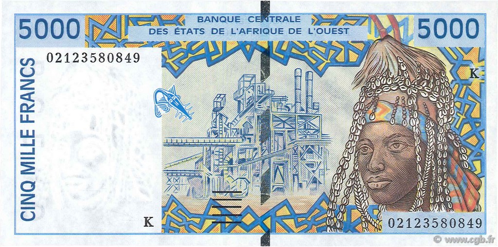 5000 Francs WEST AFRIKANISCHE STAATEN  2002 P.713Kl ST