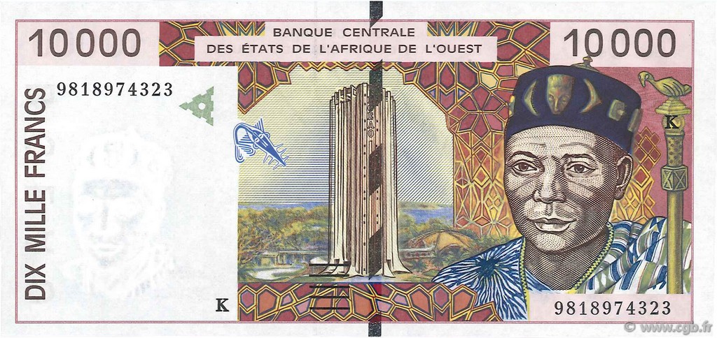 10000 Francs STATI AMERICANI AFRICANI  1998 P.714Kg q.FDC