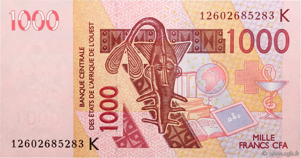 1000 Francs WEST AFRIKANISCHE STAATEN  2012 P.715K ST