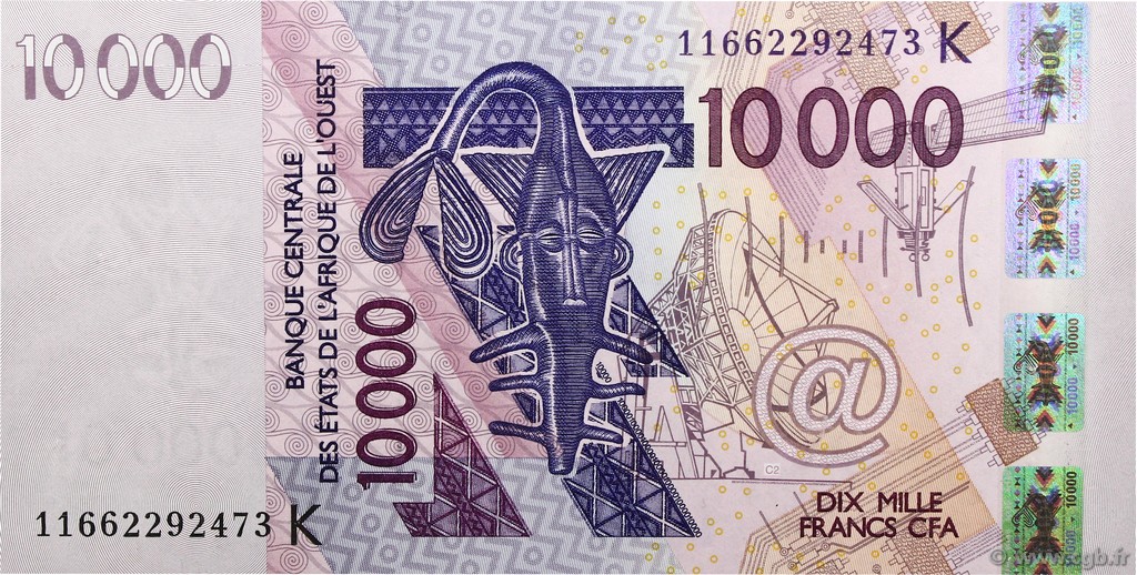 10000 Francs STATI AMERICANI AFRICANI  2011 P.718K FDC