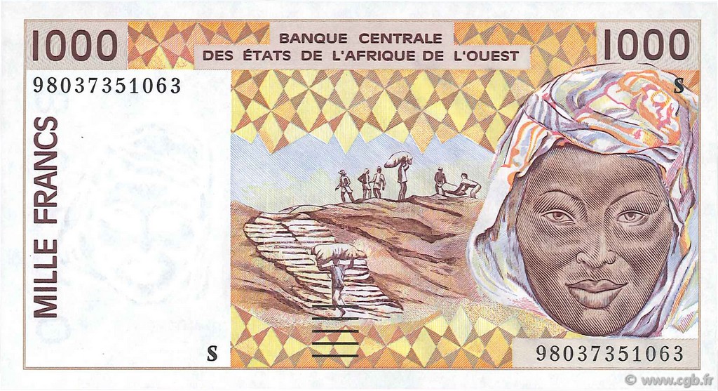 1000 Francs ÉTATS DE L AFRIQUE DE L OUEST  1998 P.911Sb NEUF