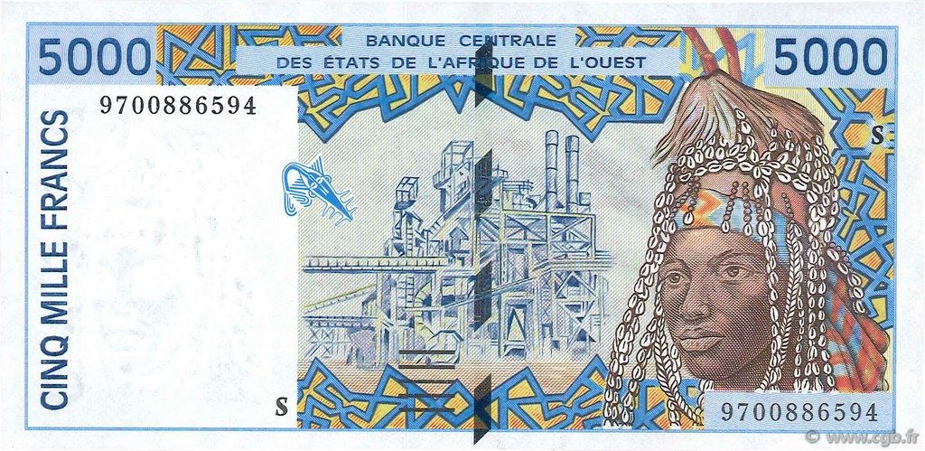 5000 Francs WEST AFRIKANISCHE STAATEN  1997 P.913Sa fST+