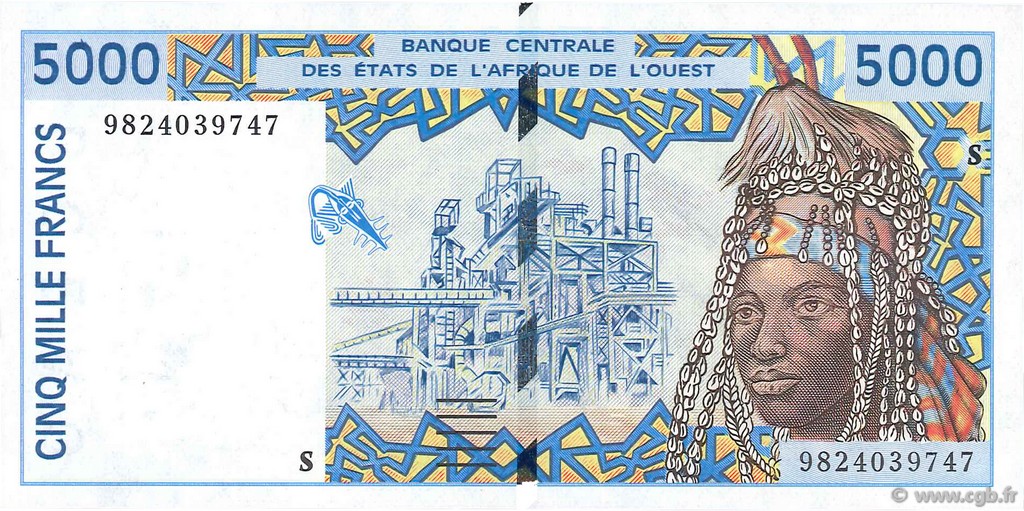 5000 Francs ESTADOS DEL OESTE AFRICANO  1998 P.913Sb FDC