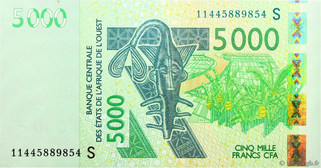 5000 Francs WEST AFRICAN STATES  2011 P.919s UNC