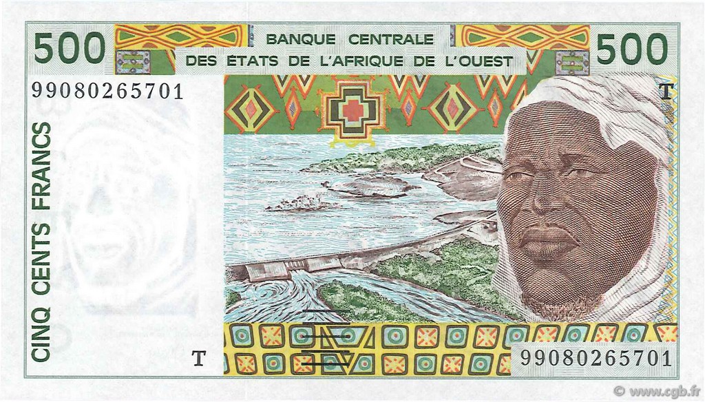 500 Francs STATI AMERICANI AFRICANI  1999 P.810Tj FDC