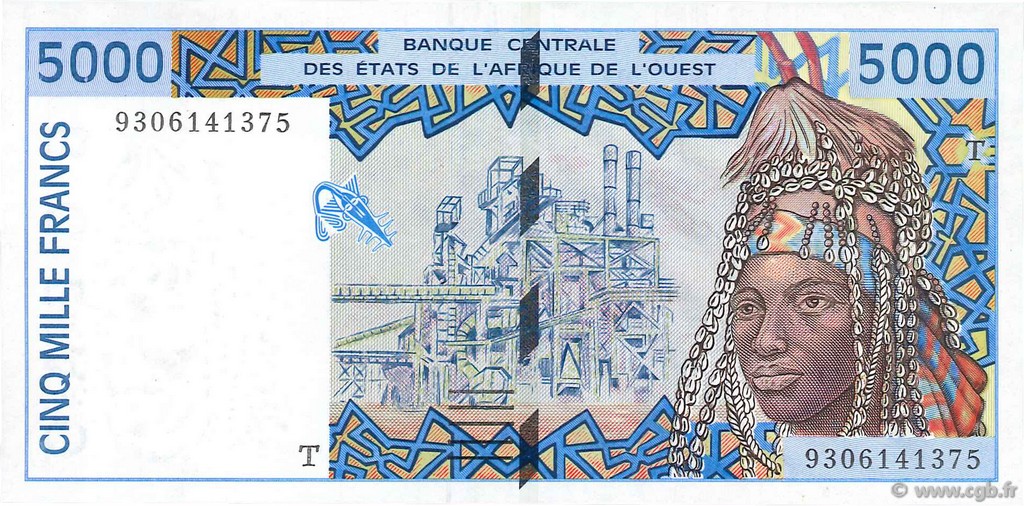 5000 Francs ÉTATS DE L AFRIQUE DE L OUEST  1993 P.813Tb pr.NEUF