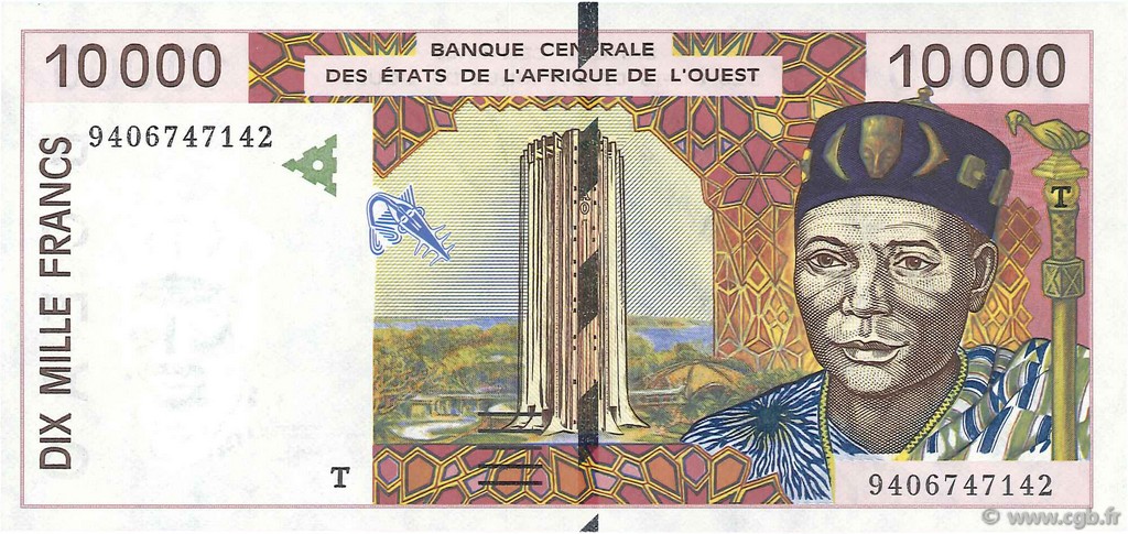 10000 Francs WEST AFRIKANISCHE STAATEN  1994 P.814Tb ST
