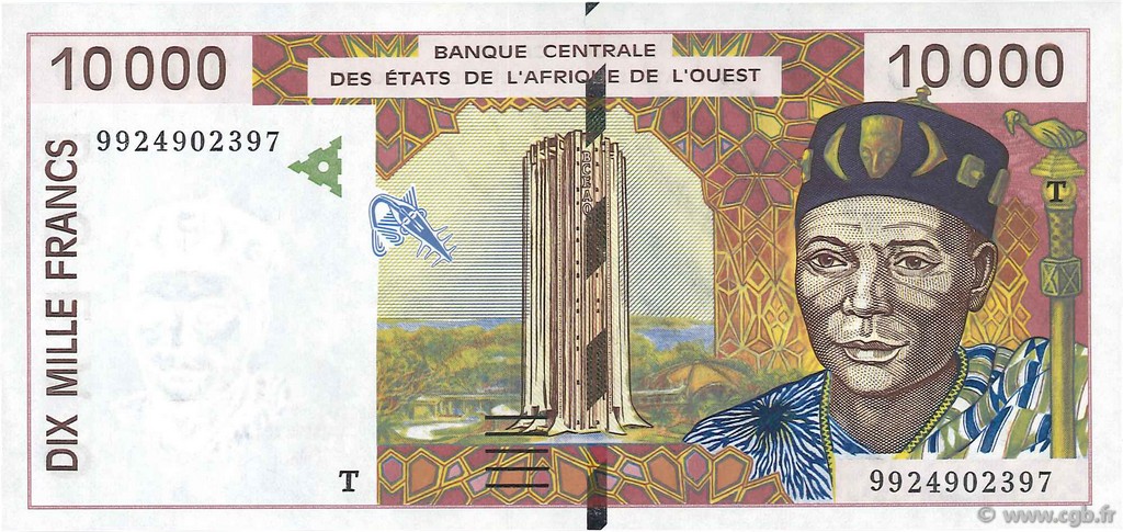 10000 Francs WEST AFRICAN STATES  1999 P.814Th AU