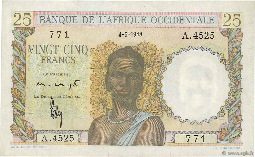 25 Francs FRENCH WEST AFRICA  1948 P.38 BB