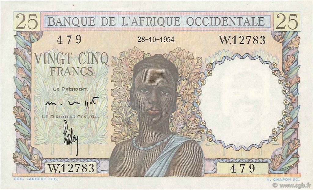 25 Francs FRENCH WEST AFRICA (1895-1958)  1954 P.38 AU