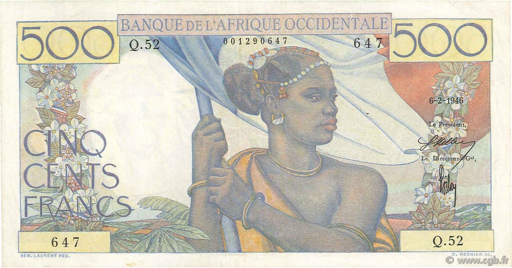 500 Francs FRENCH WEST AFRICA  1946 P.41 SPL