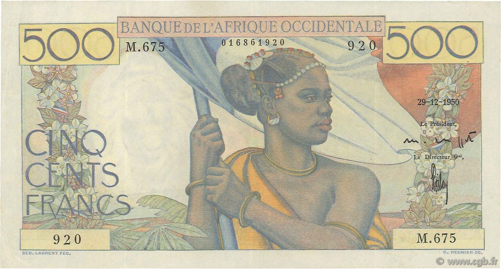 500 Francs FRENCH WEST AFRICA (1895-1958)  1950 P.41 XF