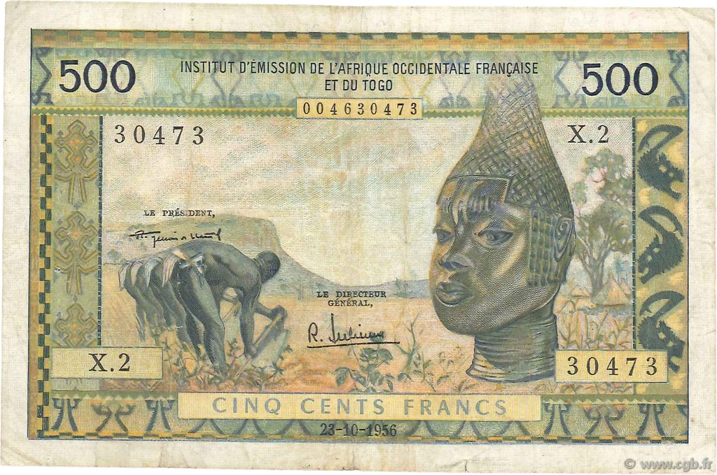 500 Francs AFRIQUE OCCIDENTALE FRANÇAISE (1895-1958)  1956 P.47 TB