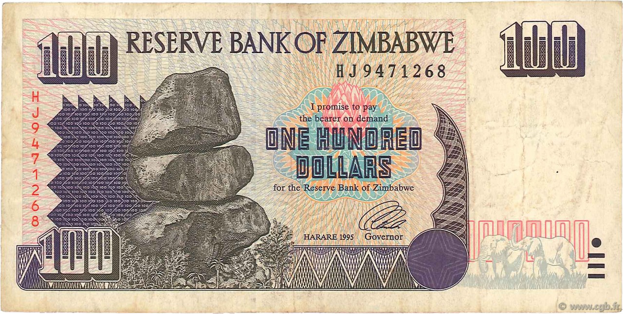 100 Dollars ZIMBABWE  1995 P.09a F