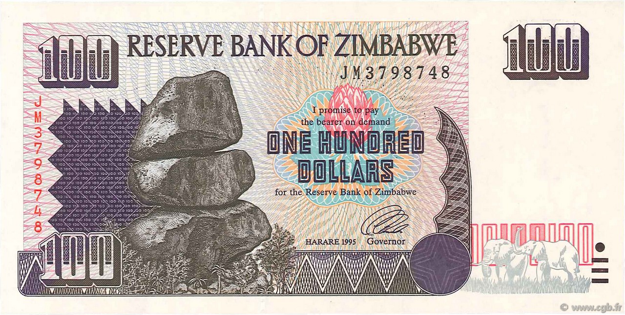 100 Dollars ZIMBABWE  1995 P.09a FDC