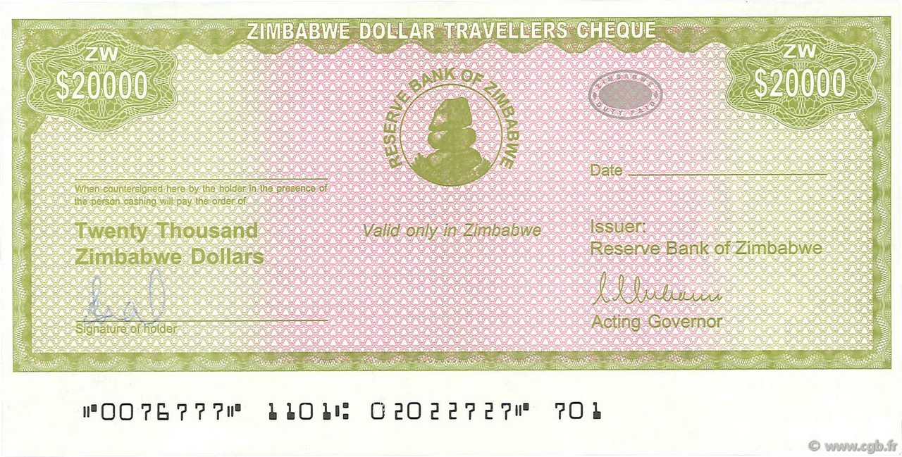 20000 Dollars SIMBABWE  2003 P.18 ST