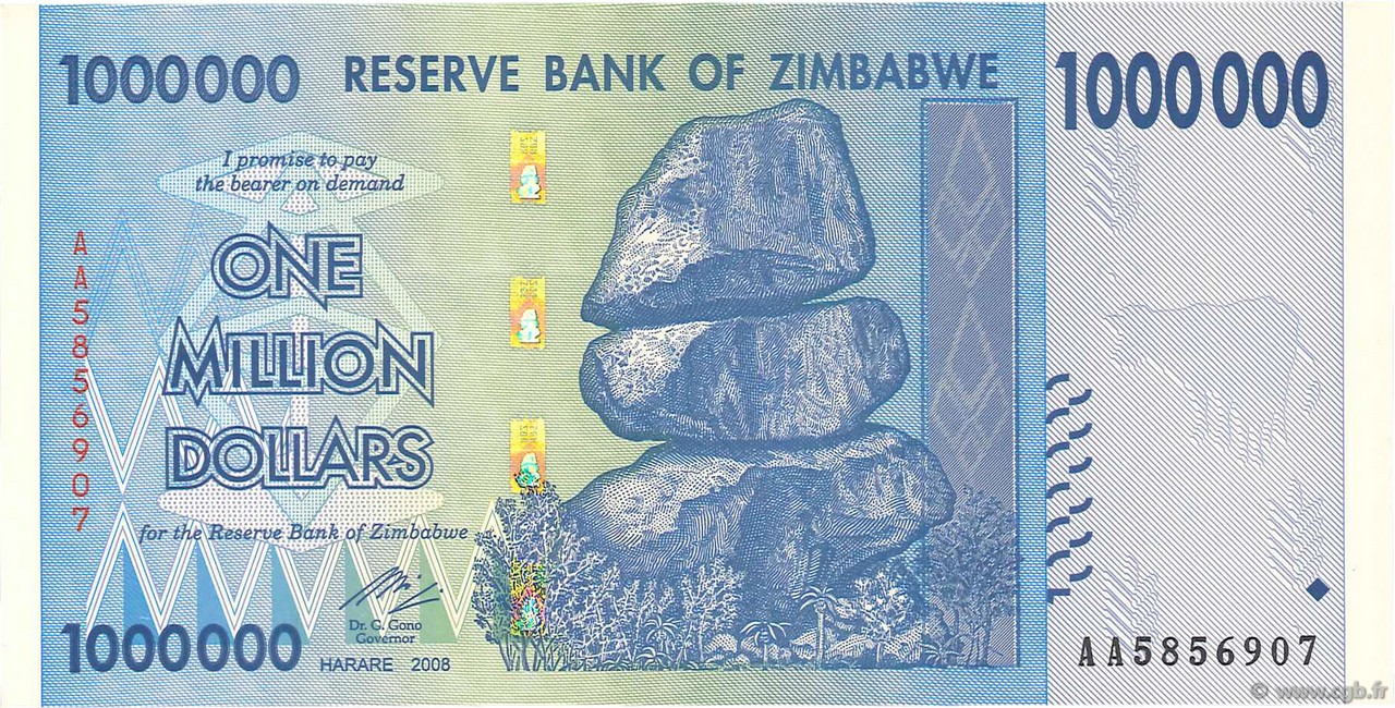 1000000 Dollars SIMBABWE  2008 P.77 fST