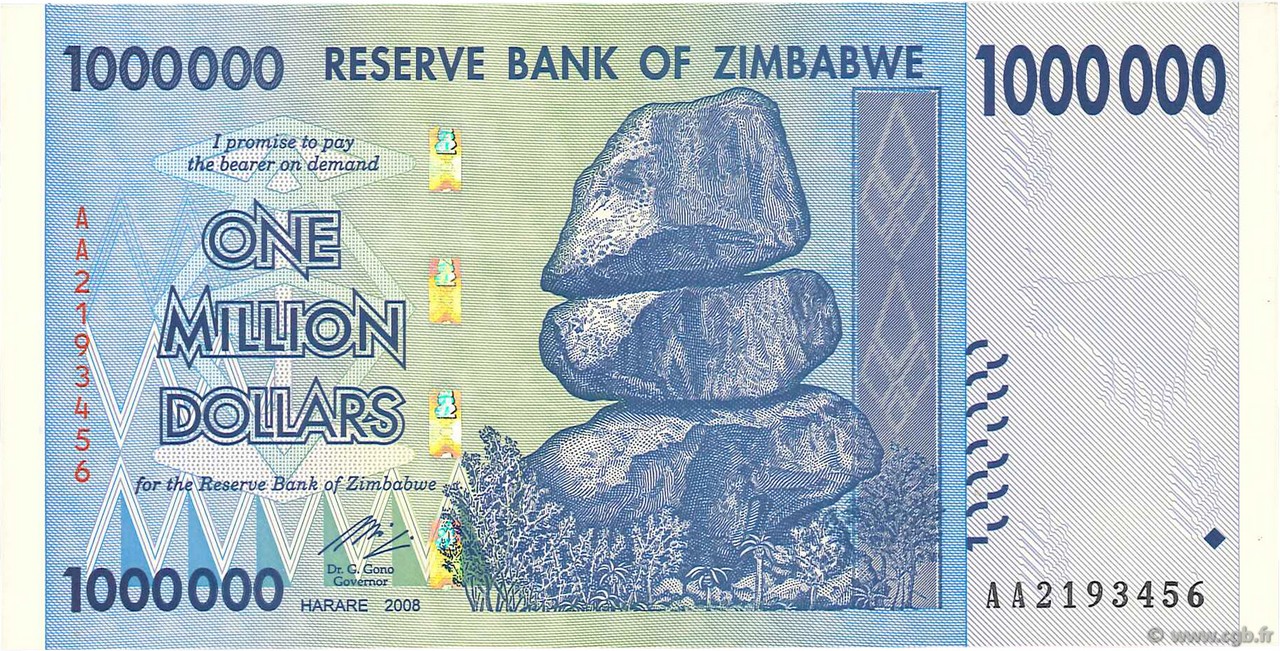 1000000 Dollars ZIMBABWE  2008 P.77 UNC