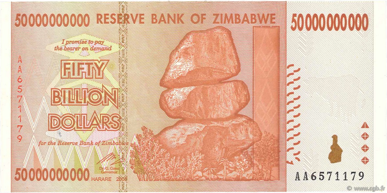 50 Billions Dollars ZIMBABWE  2008 P.87 FDC