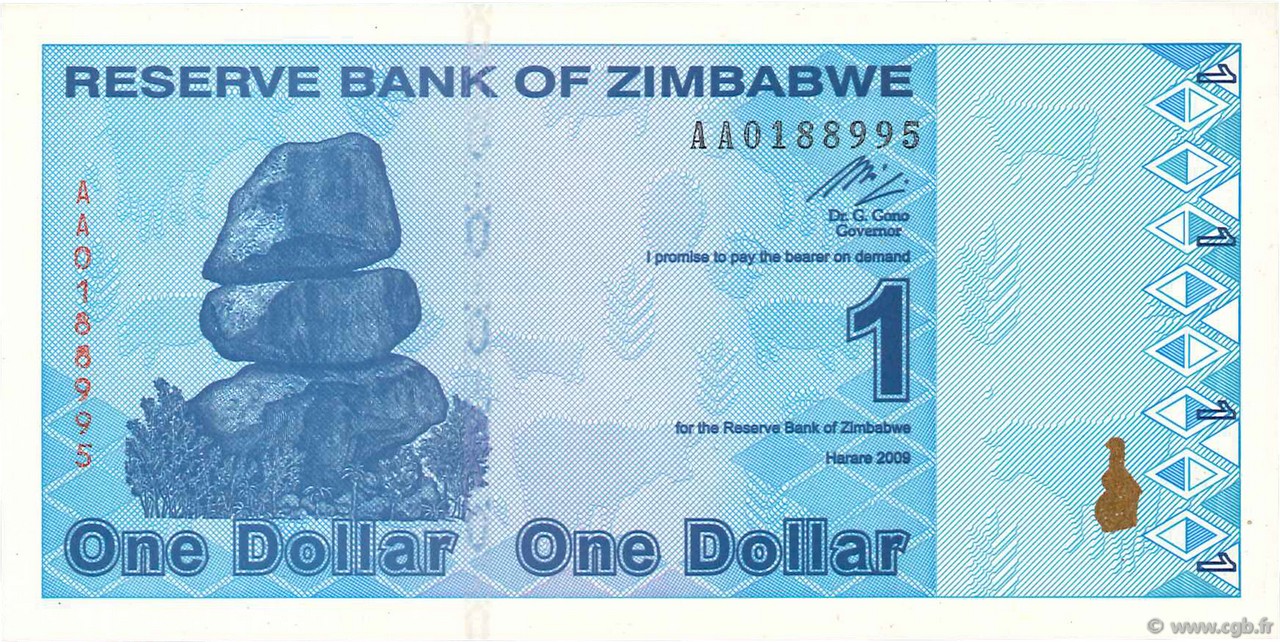 1 Dollar ZIMBABWE  2009 P.92 NEUF