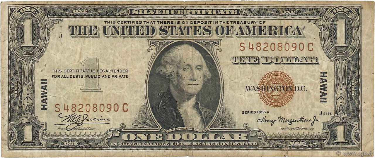 1 Dollar HAWAII  1935 P.36a MB