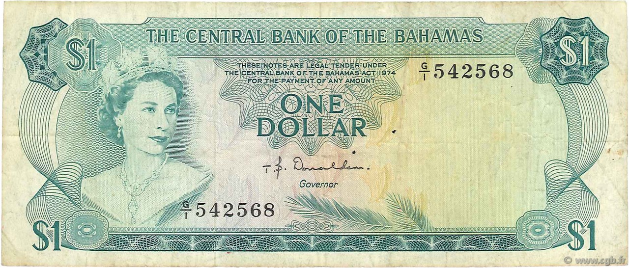 1 Dollar BAHAMAS  1974 P.35a BC
