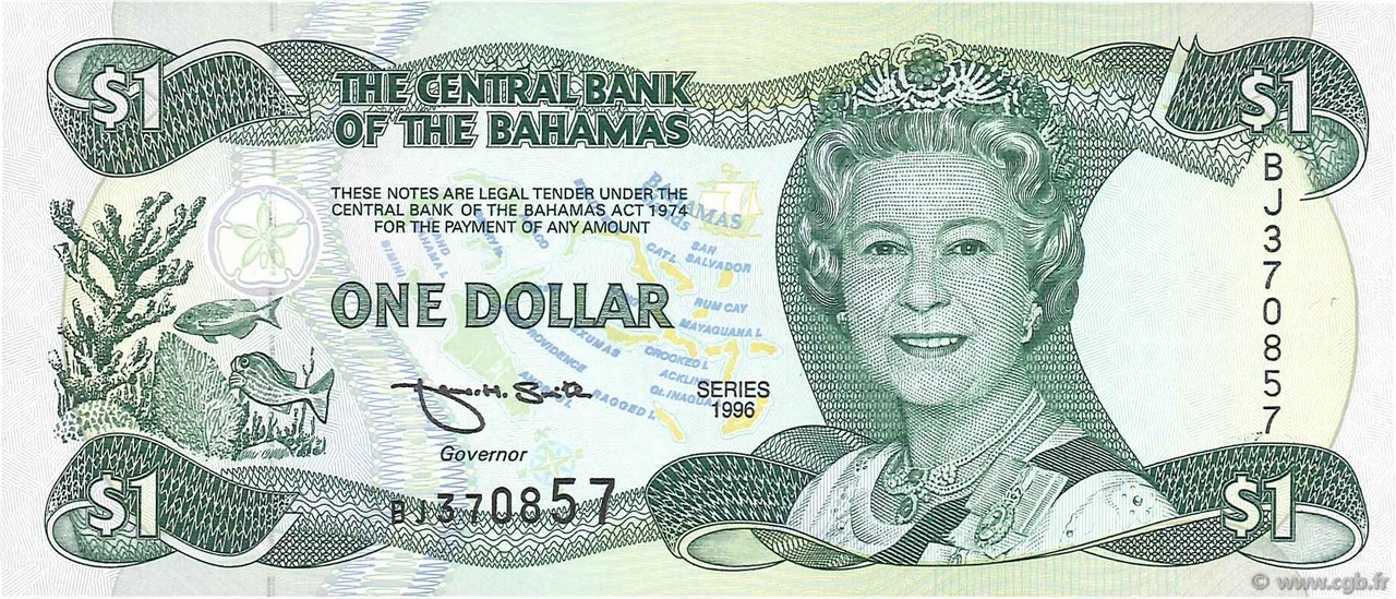 1 Dollar BAHAMAS  1996 P.57a ST