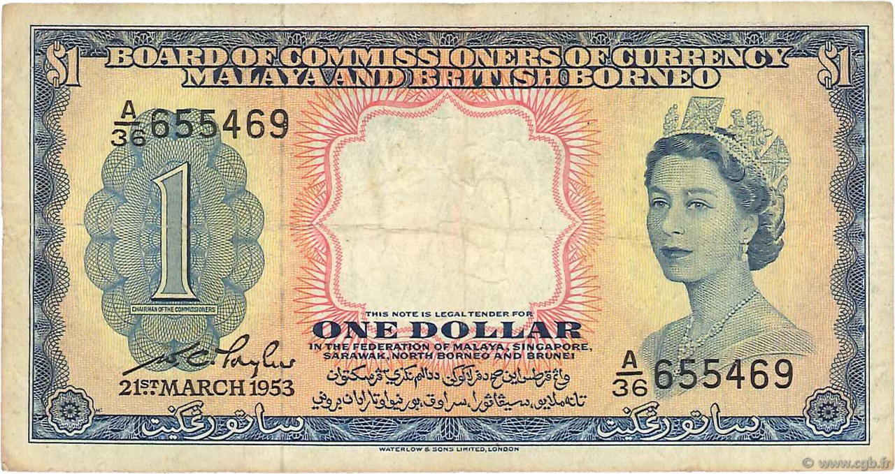 1 Dollar MALAISIE et BORNEO BRITANNIQUE  1953 P.01a TB